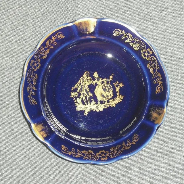 Cenicero Limoges. Porcelana Azul Cobalto. Cc.2