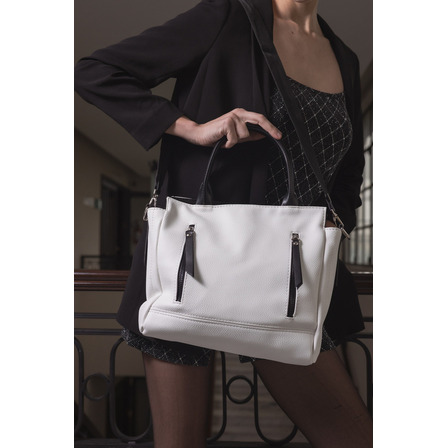 Cartera De Mujer Citadina Sintetico Grande Reforzada Brahim Blanco Graneado Níquel Negro Cartera De Mujer Citadina Sintetico Grande Reforzada Brahim Blanco Graneado Níquel Negro