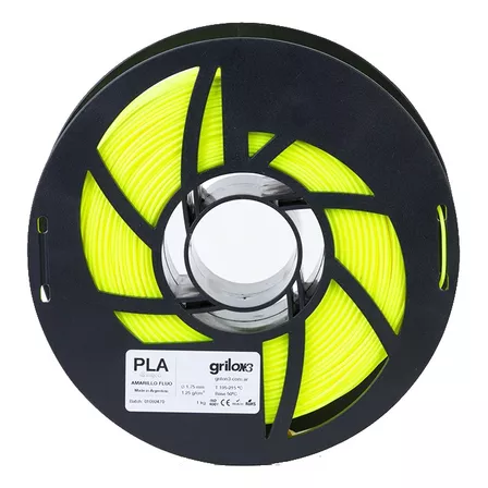 Filamento 3D PLA Grilon3 de 1.75mm y 1kg amarillo flúo