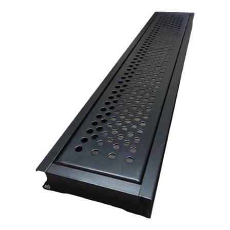 Grelha Linear Perfurada Em Inox Preto Fosco 20x100cm Pluvial Grelha Linear Perfurada Em Inox Preto Fosco 20x100cm Pluvial