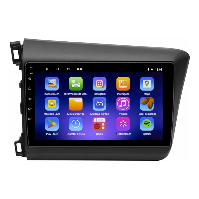 Multimidia Honda Civic G9 2012/2013/2014 Android 11 Gps Bt