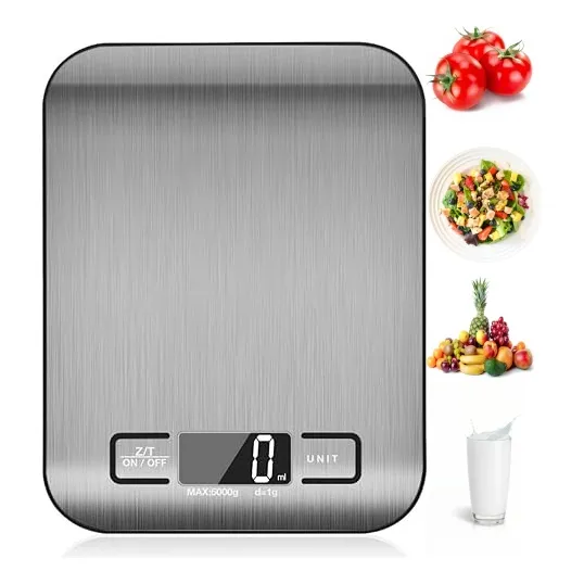 Bascula Digitales Cocina Bascula Para Alimentos Electrodomesticos De Cocina Acero Inoxidable Dieta Digital 5kg/1g Lcd Con Pilas Aaa Calidad Utensilios Electrónica Multifuncional Básculas