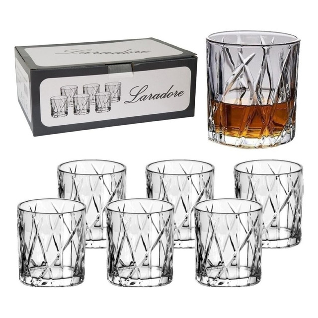 Jogo 6 Copos Baixos De Vidro Lapidado Laradore Dublin 315ml Jogo 6 Copos Baixos De Vidro Lapidado Laradore Dublin 315ml