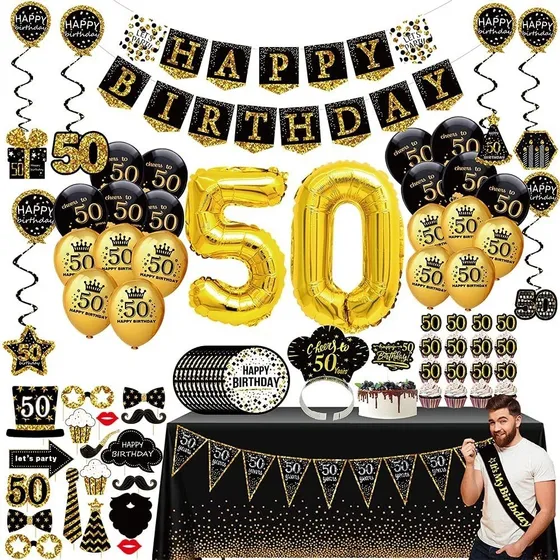 Kit Decoración Cumpleaños 50, 60, 70 Años Hombre Mujer