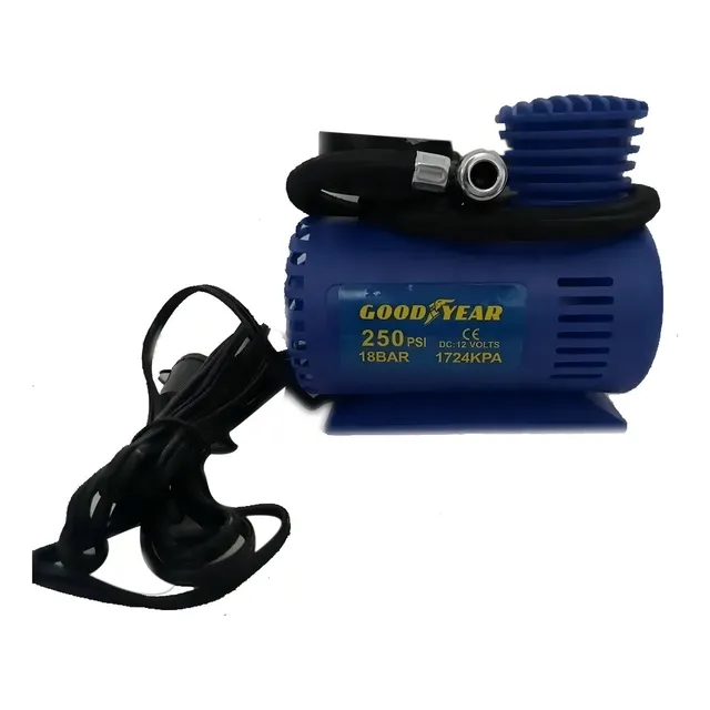 Compresor Aire Bici Auto Motor 12 V Goodyear C/ Manómetro