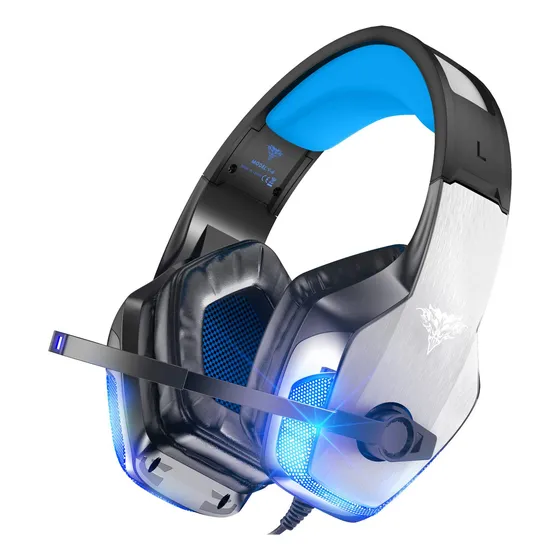 Auriculares gamer V-4 azul y patchwork