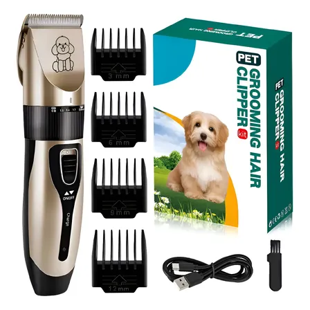 Maquina Corta Pelo Perros Mascotas Con Accesorios Dorada Dorado