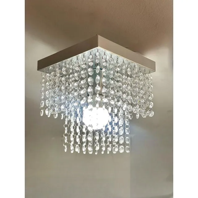 Lustre De Cristal AcrĂlico 20x20 E27 Vai Montado Sala Quarto Lustre De Cristal AcrĂlico 20x20 E27 Vai Montado Sala Quarto