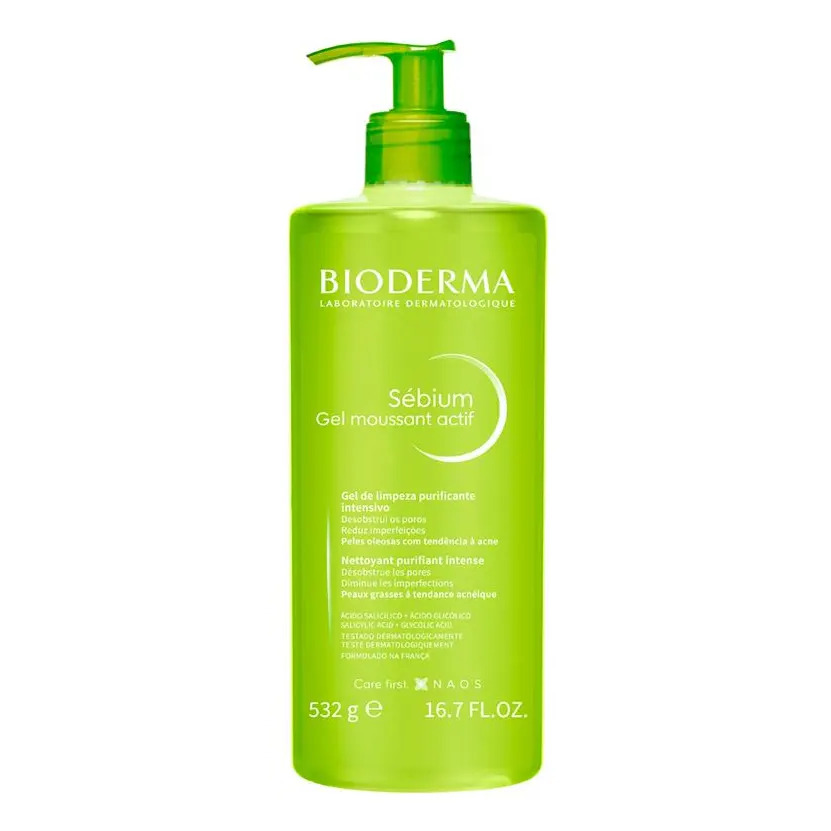 Gel de Limpeza Facial Bioderma Sébium Gel Moussant Actif 500ml | Pele com tendência a acne Gel de Limpeza Facial Bioderma Sébium Gel Moussant Actif 500ml | Pele com tendência a acne