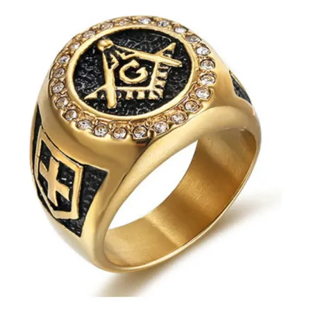 Anel Masculino Maçonaria Maçom Banhado Ouro 18k Aço 316 16mm