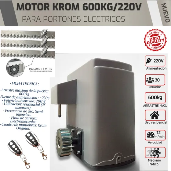 Kit Motor Portón Eléctrico Krom Kr600