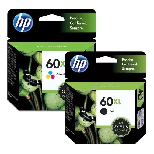 Combo Hp 60 Xl 1 Preto + 1 Color Lacrados
