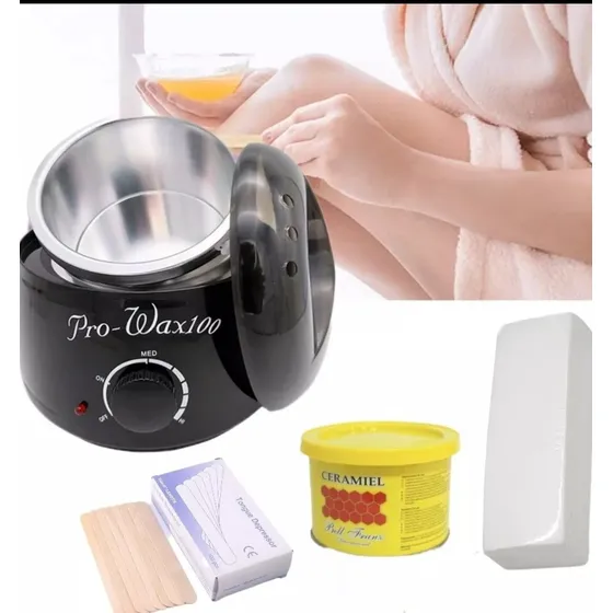 Kit Olla Calentadora De Cera + Bandas Depiladora + Paletas