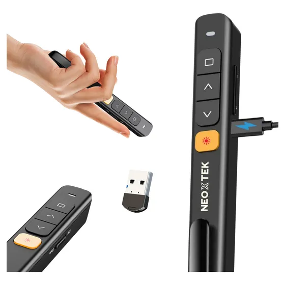 Apresentador Slides Laser Pointer Caneta Sem Fio Recarregável Usb-c Controle Passador Remoto Powerpoint Apontador Profissional