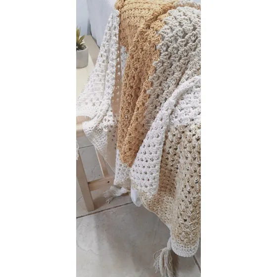 Manta Tejida Crochet Artesanal Sillón, Pie De Cama