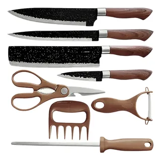 Dedrop Kit De Facas Para Churrasco E Cozinha: 8 Peças Em Aço Inoxid