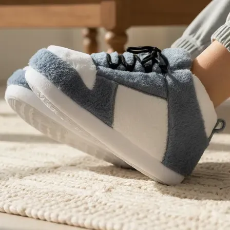Pantuflas 3d Estilo Zapatillas Talla Universal Gris Lisa Unica