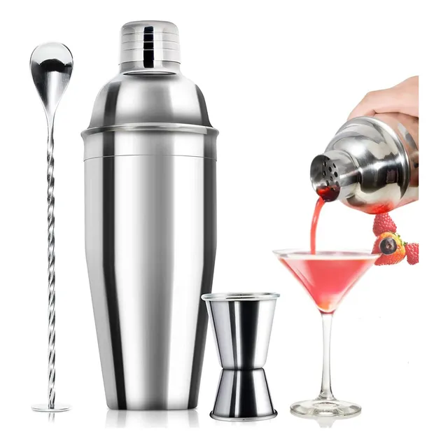 Juego De Coctelera 3 Pcs Utensilios De Bar Acero Inoxidable