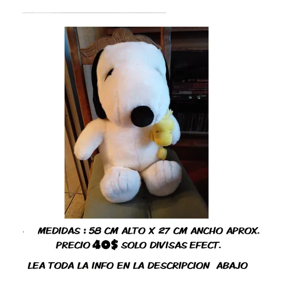 Peluche Grande De Snoopy Original Casi Nuevo Muy Lindo