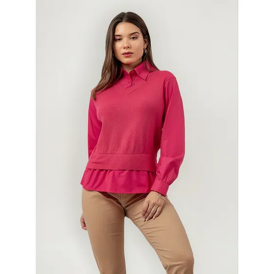Chompa Camisero 2 En 1 Color Entero