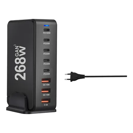 Cargador Gan Usb Ultra Rápido 268w 8 Puertos Usb & Usb C