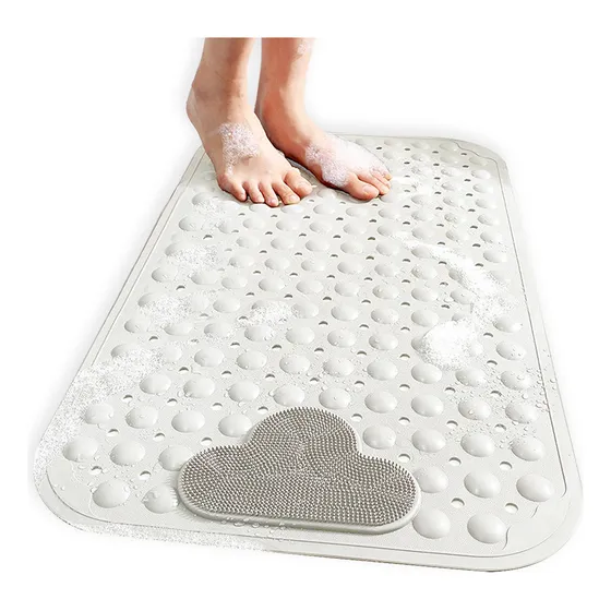 Tapete Para Ducha Tapete De Baño Antiderrapente Con Ventosas Color Blanco