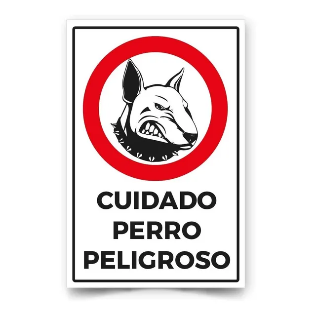 Señalética Cuidado Perro Peligroso 30x20cm Metálico