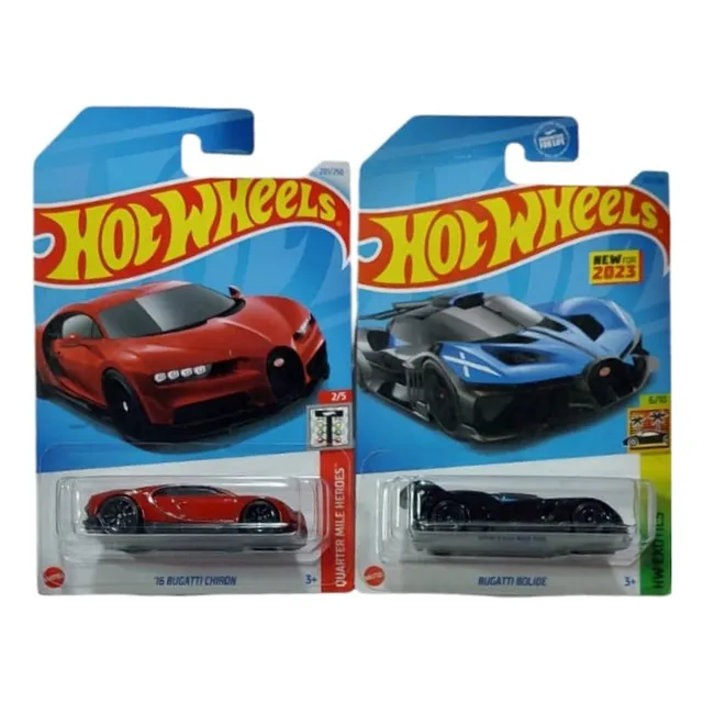 Hot Wheels Bugatti Bolide Azul Y Chiron Rojo Pack 2pz