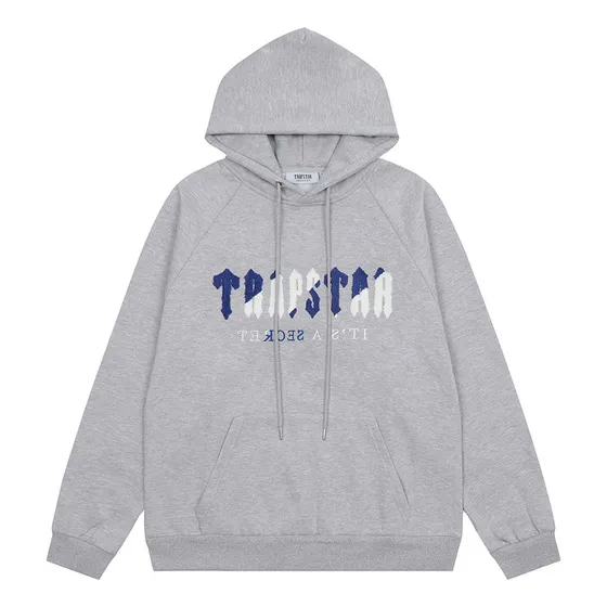 Sudadera Con Capucha Unisex Bordada Azul Y Blanca De Trapsta
