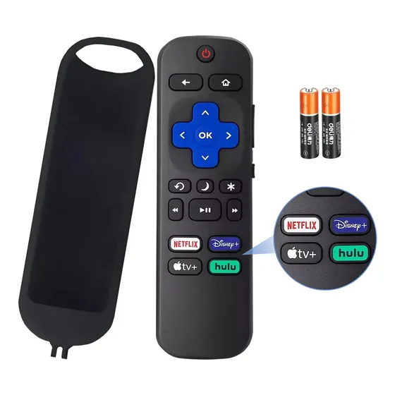 Domoko Control Remoto Para Roku Tv, Compatible Con Todos Los Tcl LG Onn Sharp Philips Hisense Jvc Rca Sanyo Haier Insignia Hitachi Magnabox, Con Aaa Pilas Y Funda Protectora