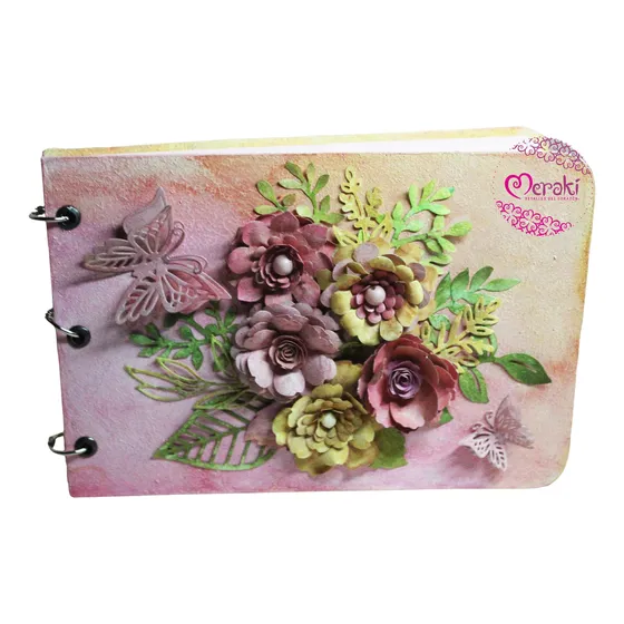 Álbum  Firmas Hecho De Flores De Papel Media Carta