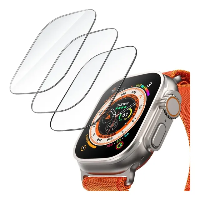 Mica De Vidrio Templado 3 Unds Para Apple Watch Ultra 1 Y 2
