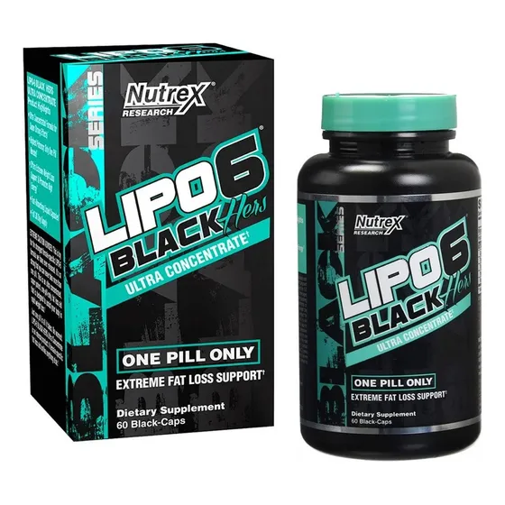Pote lipo 6 black hers quemador de grasa acido folico mujer Nutrex Research 60 capsulas sin sabor
