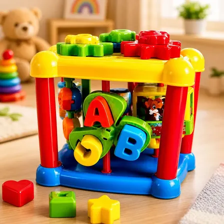 Cubo Didático Formas Encaixar Brinquedo Educativo Colorido Verde