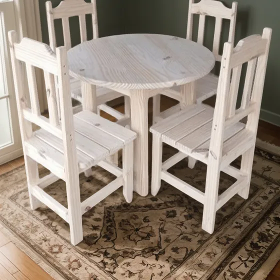 Comedor De Madera Con 4 Sillas