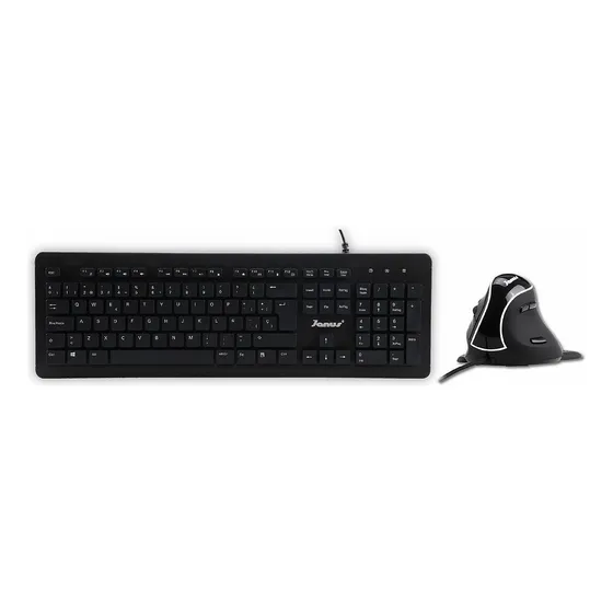 Combo Teclado Y Mouse Ergonómico Janus Usb Promo Color del teclado Negro