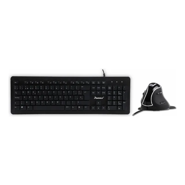 Combo Teclado Y Mouse Ergonómico Janus Usb Promo Color del teclado Negro