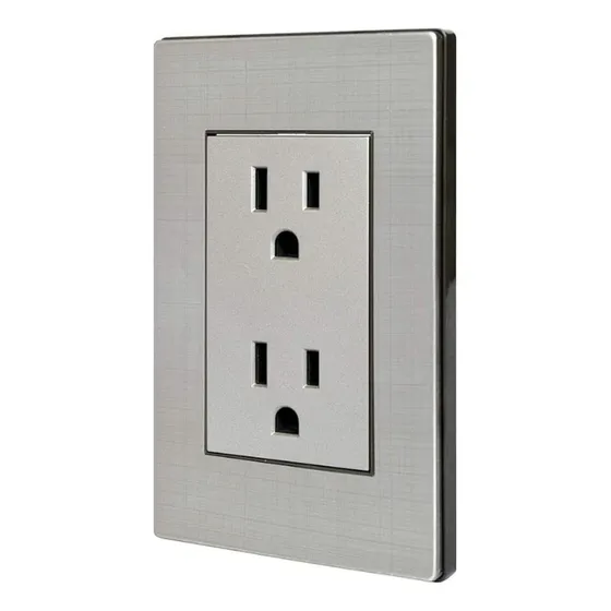 Placa Metálica Con 2 Contactos Aterrizados 10 Adir 4677 Color Gris