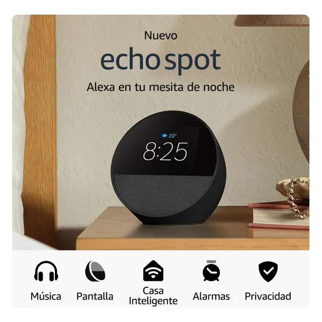 Amazon Echo Spot Bocina Inteligente 2024 Color Negro