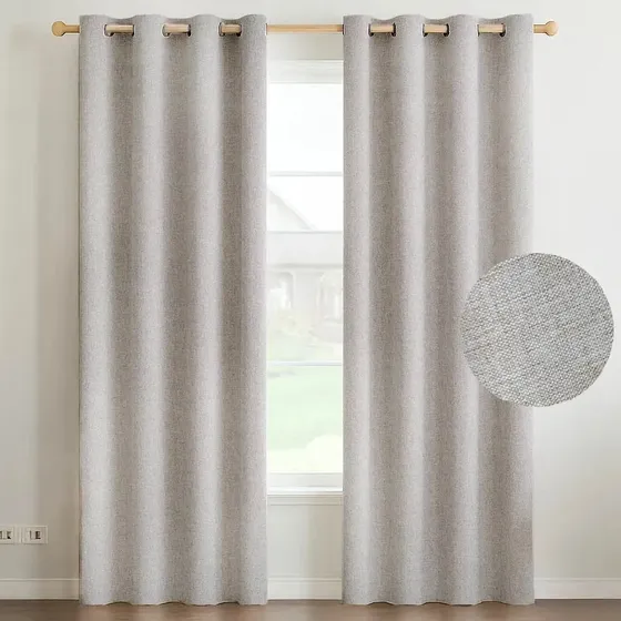 Cortinas Blackout 100% Casatua 2 Paños 132x240 Textura Lino Beige