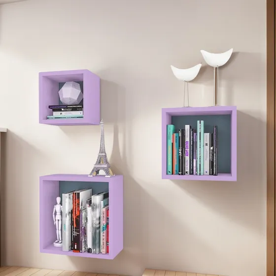 Repisas Cubos Flotantes Set 3  Decoración Moderna Color Mate