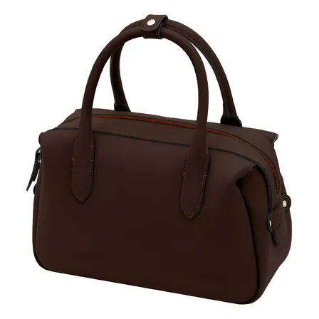 Bolsa Bowling Feminina Couro Legítimo Mariart Jambuzinha Cor Chocolate Desenho Do Tecido Lisa Liso Ouro