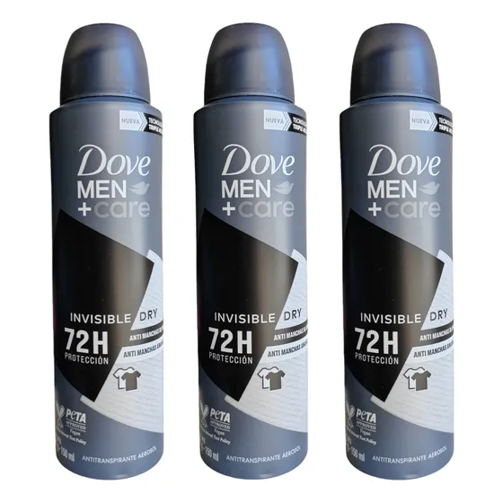 Pack X 3 Desodorante Dove Men Invisible Dry 72 Hora Fragancia Neutra