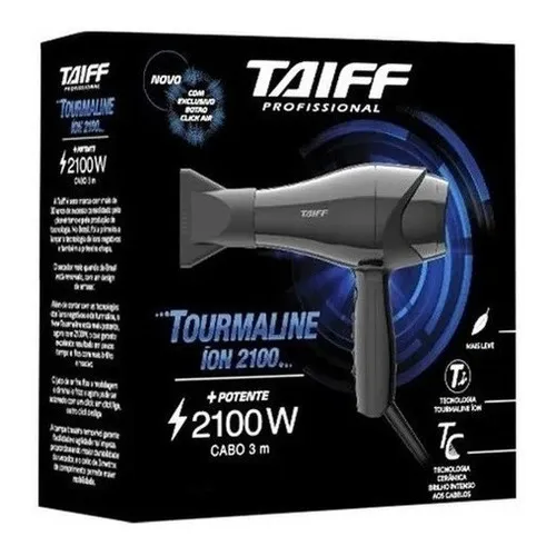 Secador Taiff Tourmaline Íon 2100W – Alta Performance 127 V Preto