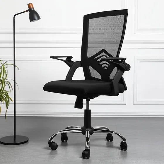 Silla De Escritorio Bj Hogas Ergonómica Negra Con Tapizado De Mesh Y Tela