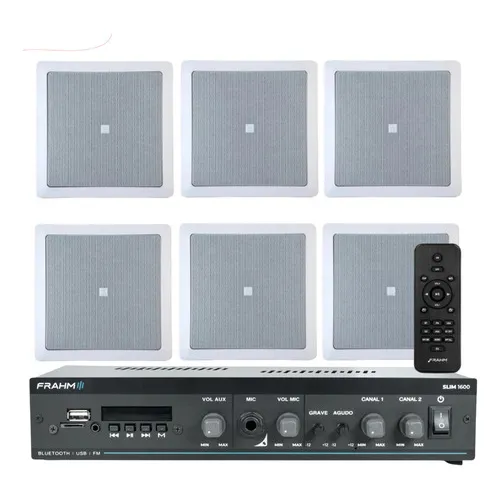 Som Ambiente Jbl 6 Arandelas Teto Gesso + Receiver Bluetooth