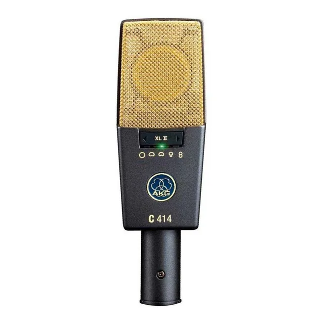 Micrófono AKG C414 Condensador Cardioide color dark gray/gold con parlantes