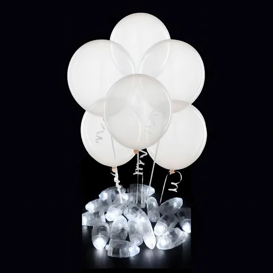 Globos Cristal 12 PuLG Led X 6 Uni Luz Blanca Luminosos