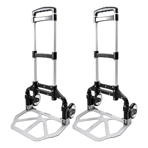 Set X2 Carro De Carga Manual Plegable Y Ajustable Azul Color Negro