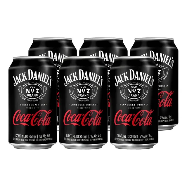 Pack Jack Daniels & Coca Cola Lata 350cc 6 Unidades